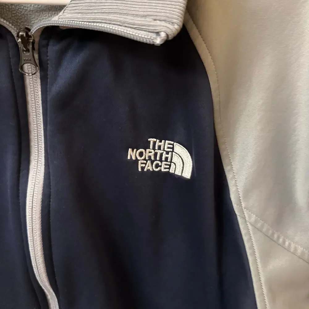 The North Face Tech Full-Zip Fleece Jacket L Gray/Navy GORPcore hiking Outdoor